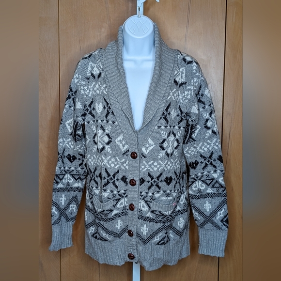 Victoria Secret PINK Fair Isle Geometric Cardigan Sweater Medium GUC - Picture 1 of 10